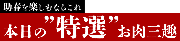 助春を楽しむならこれ本日の”特選”お肉三趣