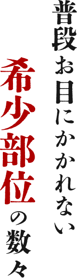 普段お目にかかれない希少部位の数々